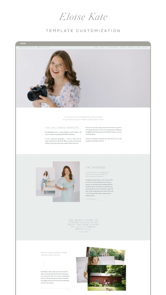 Eloise Kate Showit Template Customization for Maggie Mills Photography
